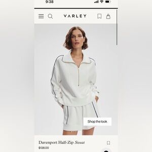Varley Davenport White Pullover with Navy Trim